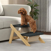2-in-1 Foldable Wooden Dog Stairs & Ramp with Non-Slip Pad Tektoty